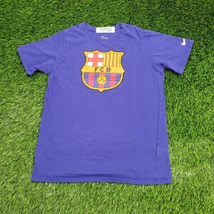 NIKE FCB Barcelona Soccer Shirt Womens Small 17x23 Blue